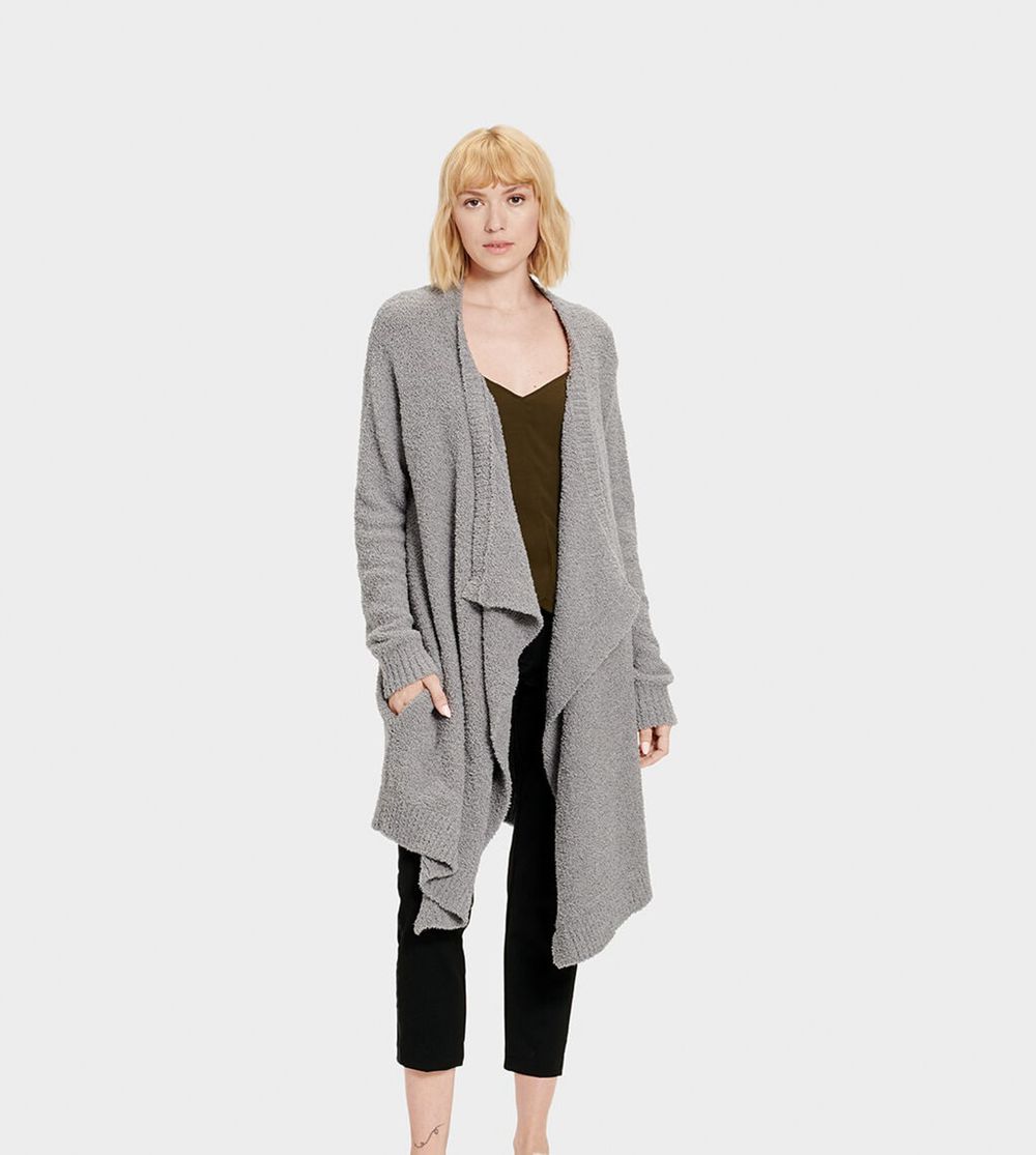 Ugg Cardigan Womens - Ugg Phoebe Wrap Grey - 803HREACL